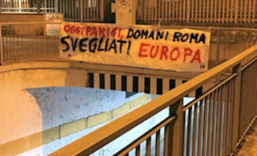 VOGHERA 16/11/2015: Strage di Parigi. Forza Nuova espone striscioni: “Oggi Parigi, domani Roma, svegliati Europa”