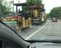 BRESSANA CAVA MANARA 13/7/2018: Lunghe code questa mattina a cavallo del ponte sul Po per un cantiere