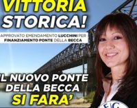 PAVIA LINAROLO 05/12/2018: Ponte della Becca. Elena Lucchini (Lega) annuncia che i soldi sono stati stanziati