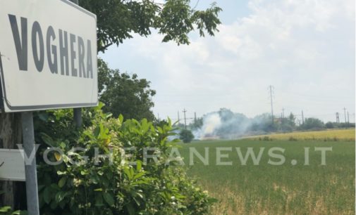 VOGHERA 08/07/2019: Emergenza incendi. Roghi anche in diversi punti della massicciata della ferrovia. Super lavoro per i pompieri
