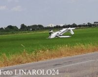 ALBUZZANO 10/07/2019: Aereo da turismo atterra d’emergenza nella risaia. Tutti illesi gli occupanti