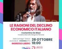 VOGHERA 25/10/2023:  “Le ragioni del declino economico italiano”. Sabato in sala Zonca il seminario con De Blasi