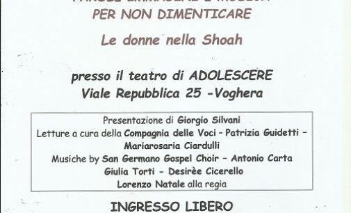 VOGHERA 23/01/2024: Giornata della Memoria. Sabato spettacolo ad Adolescere