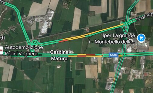 VOGHERA 31/10/2024: Ancora doppia coda per andare a “est”. Aperto nuovo cantiere sulla Tangenziale per Casteggio. Procedono i lavori su via Piacenza